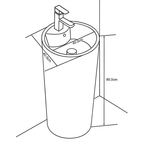 UMYWALKA WOLNOSTOJĄCA CERAMICZNA OKRĄGŁA LINO-MTB-400 CZARNY MAT 40x40 CM