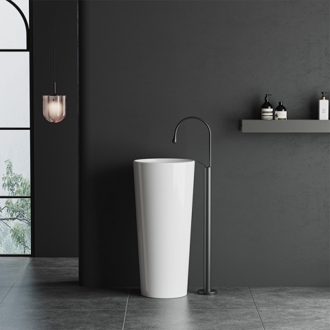 UMYWALKA WOLNOSTOJĄCA CERAMICZNA OKRĄGŁA LINO-WH-WOF-400 BIAŁY POŁYSK 40x40 CM