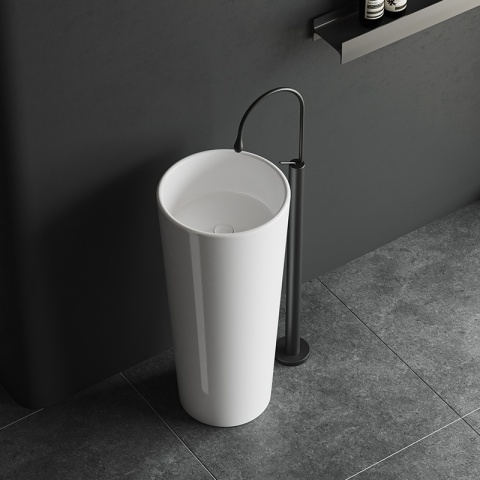 UMYWALKA WOLNOSTOJĄCA CERAMICZNA OKRĄGŁA LINO-WH-WOF-400 BIAŁY POŁYSK 40x40 CM