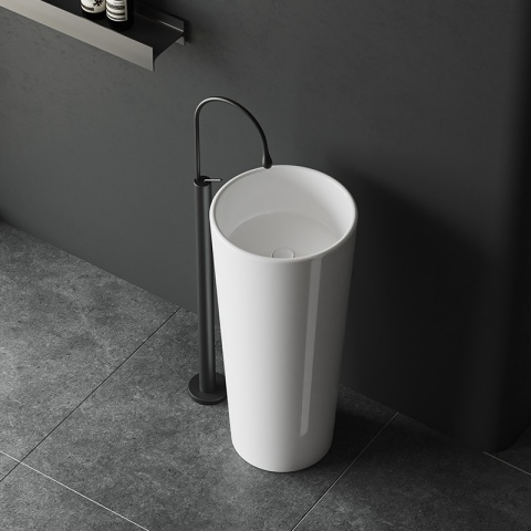 UMYWALKA WOLNOSTOJĄCA CERAMICZNA OKRĄGŁA LINO-WH-WOF-400 BIAŁY POŁYSK 40x40 CM