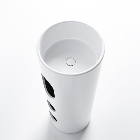 UMYWALKA WOLNOSTOJĄCA CERAMICZNA OKRĄGŁA LINO-WH-WOF-400 BIAŁY POŁYSK 40x40 CM