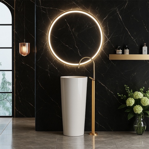 UMYWALKA WOLNOSTOJĄCA CERAMICZNA OKRĄGŁA LINO-WH-WOF-400 BIAŁY POŁYSK 40x40 CM