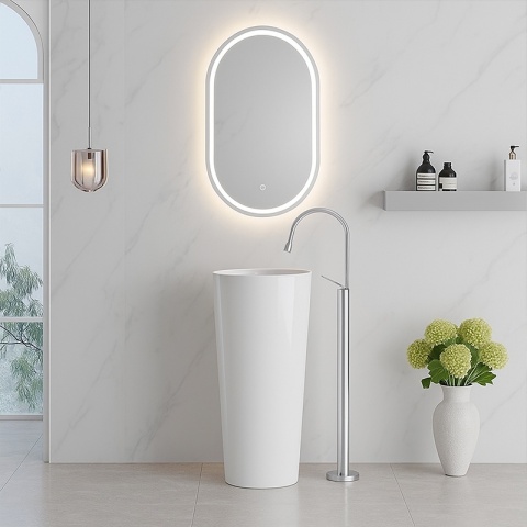 UMYWALKA WOLNOSTOJĄCA CERAMICZNA OKRĄGŁA LINO-WH-WOF-400 BIAŁY POŁYSK 40x40 CM