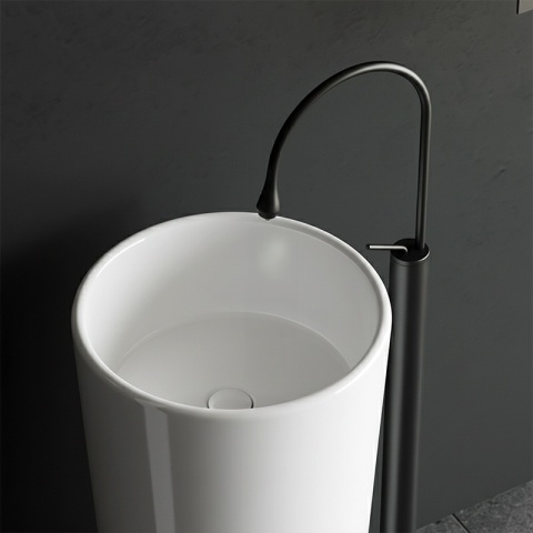 UMYWALKA WOLNOSTOJĄCA CERAMICZNA OKRĄGŁA LINO-WH-WOF-400 BIAŁY POŁYSK 40x40 CM