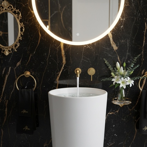 UMYWALKA WOLNOSTOJĄCA CERAMICZNA OKRĄGŁA LINO-WH-WOF-400 BIAŁY POŁYSK 40x40 CM