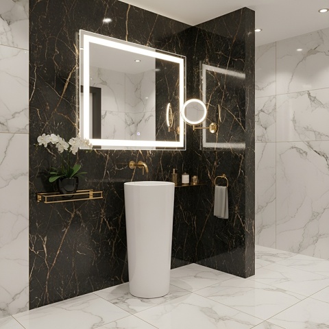 UMYWALKA WOLNOSTOJĄCA CERAMICZNA OKRĄGŁA LINO-WH-WOF-400 BIAŁY POŁYSK 40x40 CM