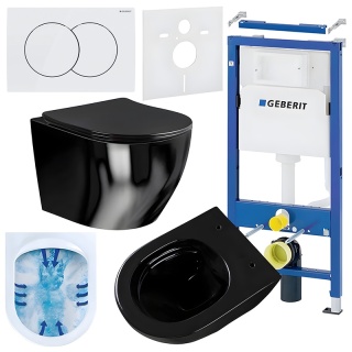 ZESTAW PODTYNKOWY WC STELAŻ GEBERIT DUOFIX MISKA MIZU-BL-RIM-03 PRZYCISK DELTA 01 BIAŁY