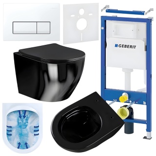 ZESTAW PODTYNKOWY WC STELAŻ GEBERIT DUOFIX MISKA MIZU-BL-RIM-03 PRZYCISK DELTA 50 BIAŁY