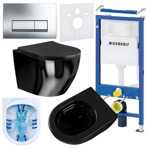 ZESTAW PODTYNKOWY WC STELAŻ GEBERIT DUOFIX MISKA MIZU-BL-RIM-03 PRZYCISK DELTA 50 CHROM