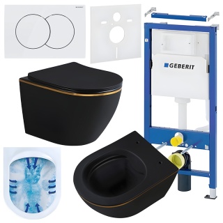 ZESTAW PODTYNKOWY WC STELAŻ GEBERIT DUOFIX MISKA MIZU-MTB-GL-RIM-03 PRZYCISK DELTA 01 BIAŁY