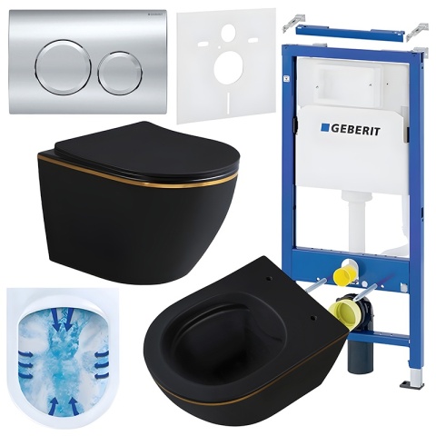 ZESTAW PODTYNKOWY WC STELAŻ GEBERIT DUOFIX MISKA MIZU-MTB-GL-RIM-03 PRZYCISK DELTA 20 CHROM