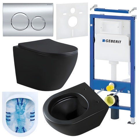 ZESTAW PODTYNKOWY WC STELAŻ GEBERIT DUOFIX MISKA MIZU-MTB-RIM-03 PRZYCISK DELTA 20 CHROM