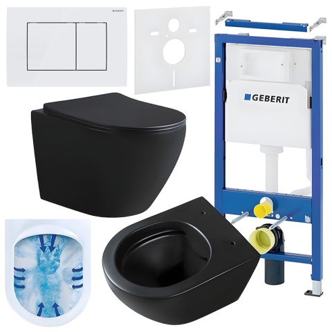 ZESTAW PODTYNKOWY WC STELAŻ GEBERIT DUOFIX MISKA MIZU-MTB-RIM-03 PRZYCISK DELTA 30 BIAŁY