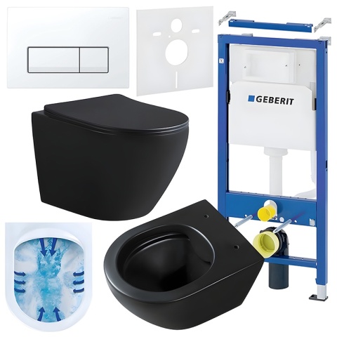 ZESTAW PODTYNKOWY WC STELAŻ GEBERIT DUOFIX MISKA MIZU-MTB-RIM-03 PRZYCISK DELTA 50 BIAŁY