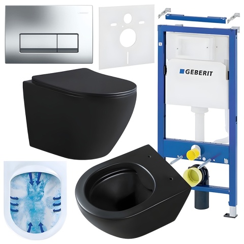 ZESTAW PODTYNKOWY WC STELAŻ GEBERIT DUOFIX MISKA MIZU-MTB-RIM-03 PRZYCISK DELTA 50 CHROM