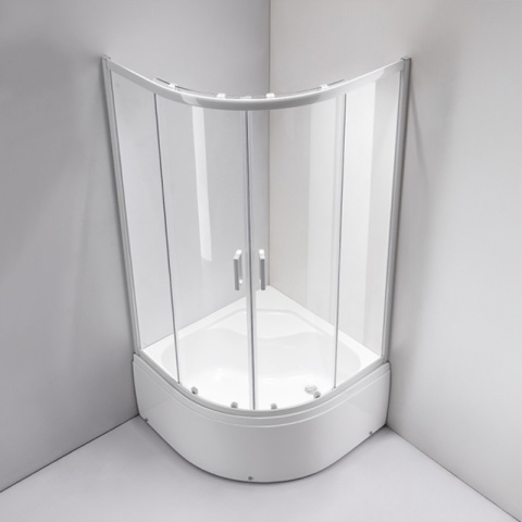 KABINA PRYSZNICOWA PÓŁOKRĄGŁA Z BRODZIKIEM MAJA BIAŁA 90x90 CM 5 MM