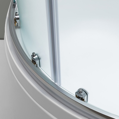 KABINA PRYSZNICOWA PÓŁOKRĄGŁA Z BRODZIKIEM MAJA CHROM MROŻONE SZKŁO 80X80 MAJA-CH-FR-80X80