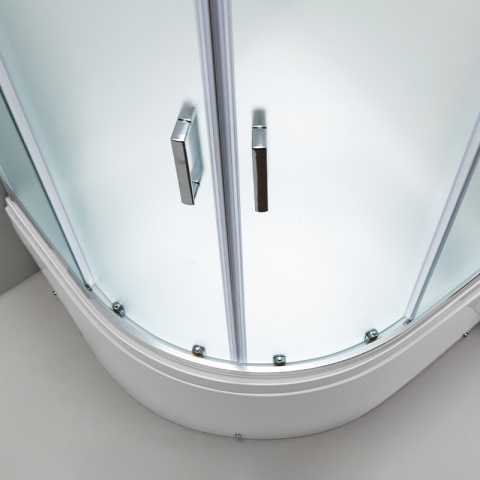 KABINA PRYSZNICOWA PÓŁOKRĄGŁA Z BRODZIKIEM MAJA CHROM MROŻONE SZKŁO 80X80 MAJA-CH-FR-80X80