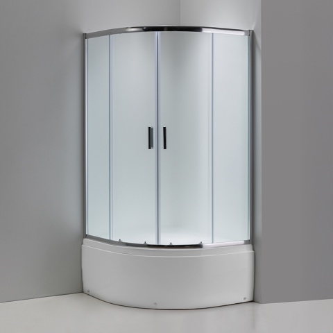 KABINA PRYSZNICOWA PÓŁOKRĄGŁA Z BRODZIKIEM MAJA CHROM MROŻONE SZKŁO 90X90 MAJA-CH-FR-90X90
