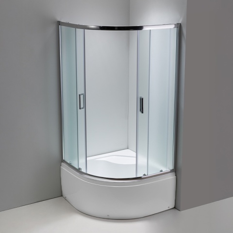 KABINA PRYSZNICOWA PÓŁOKRĄGŁA Z BRODZIKIEM MAJA CHROM MROŻONE SZKŁO 90X90 MAJA-CH-FR-90X90