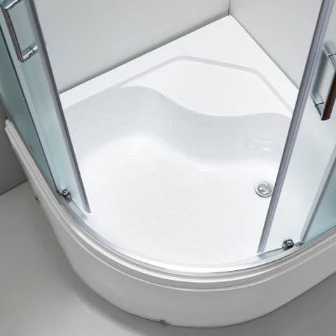 KABINA PRYSZNICOWA PÓŁOKRĄGŁA Z BRODZIKIEM MAJA CHROM MROŻONE SZKŁO 90X90 MAJA-CH-FR-90X90