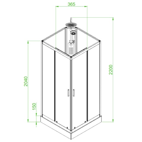 KABINA PRYSZNICOWA Z HYDROMASAŻEM LISA SZCZOTKOWANY CHROM 80x80 CM