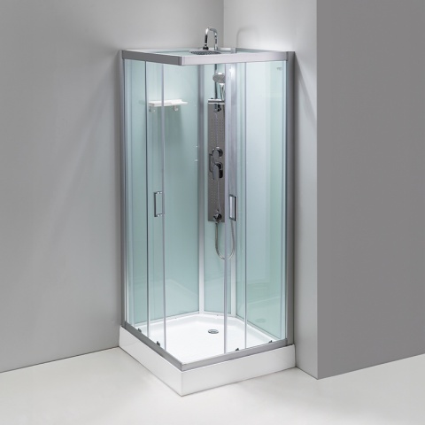 KABINA PRYSZNICOWA Z HYDROMASAŻEM LISA SZCZOTKOWANY CHROM 80x80 CM