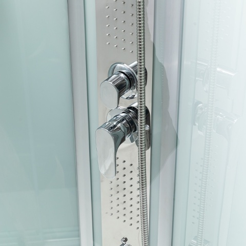 KABINA PRYSZNICOWA Z HYDROMASAŻEM LISA SZCZOTKOWANY CHROM 80x80 CM