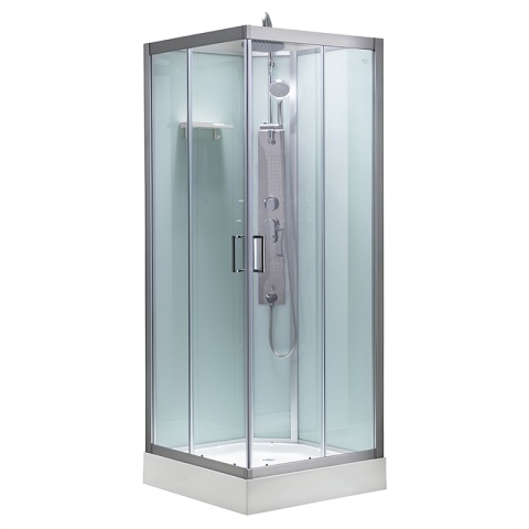 KABINA PRYSZNICOWA Z HYDROMASAŻEM LISA SZCZOTKOWANY CHROM 90x90 CM