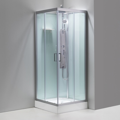 KABINA PRYSZNICOWA Z HYDROMASAŻEM LISA SZCZOTKOWANY CHROM 90x90 CM