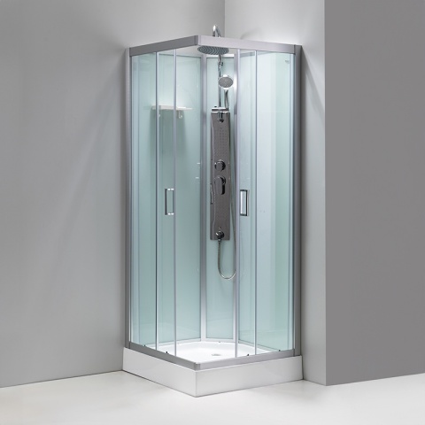 KABINA PRYSZNICOWA Z HYDROMASAŻEM LISA SZCZOTKOWANY CHROM 90x90 CM