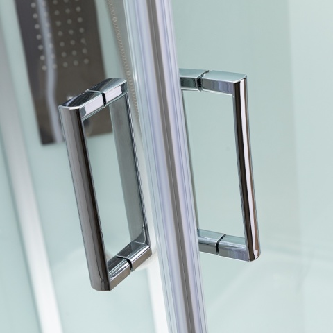 KABINA PRYSZNICOWA Z HYDROMASAŻEM LISA SZCZOTKOWANY CHROM 90x90 CM