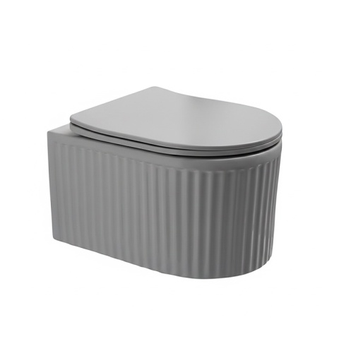 MISKA WC WISZĄCA RIMLESS LUMA-MTGR-RIM-03 SZARY MAT RYFLOWANA DESKA WOLNOOPADAJĄCA DUROPLAST