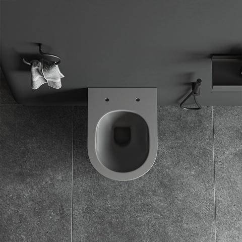 MISKA WC WISZĄCA RIMLESS LUMA-MTGR-RIM-03 SZARY MAT RYFLOWANA DESKA WOLNOOPADAJĄCA DUROPLAST