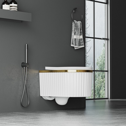 MISKA WC WISZĄCA RIMLESS LUMA-WH-GL-RIM-03 BIAŁA DESKA WOLNOOPADAJĄCA DUROPLAST