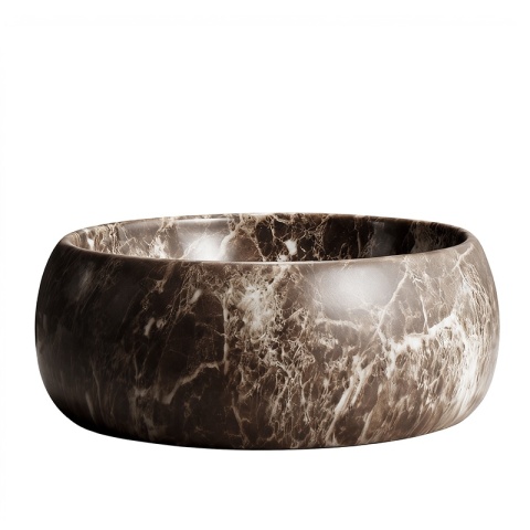 UMYWALKA NABLATOWA CERAMICZNA OKRĄGŁA NAOMI-MAR6-400 BRĄZOWY MARMUR 40 CM