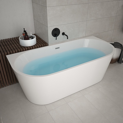 WANNA WOLNOSTOJĄCA PRZYŚCIENNA LENA2 527C2 BIAŁA PRZELEW CHROM 160x80 CM