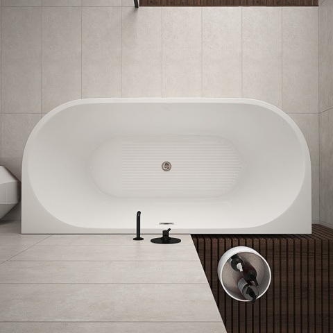 WANNA WOLNOSTOJĄCA PRZYŚCIENNA LENA2 527C2 BIAŁA PRZELEW CHROM 160x80 CM