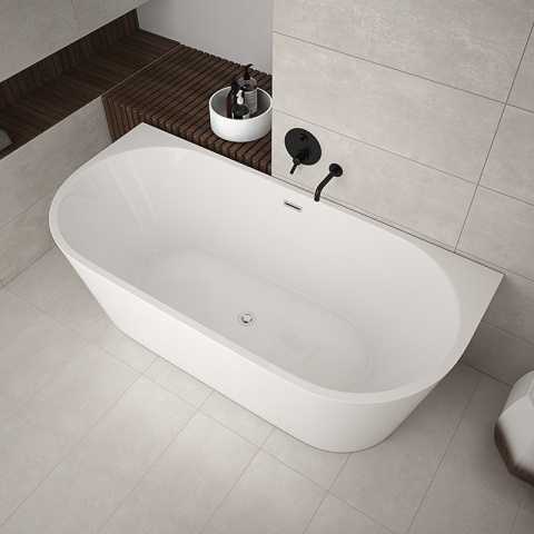 WANNA WOLNOSTOJĄCA PRZYŚCIENNA LENA2 527C2 BIAŁA PRZELEW CHROM 160x80 CM