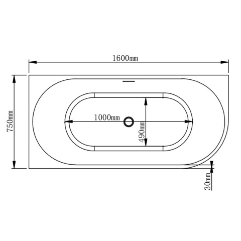 WANNA WOLNOSTOJĄCA PRZYŚCIENNA MERA2-509C2-L-P-WH LEWA BIAŁA PRZELEW BIAŁY 160x75 CM