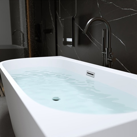 WANNA WOLNOSTOJĄCA PRZYŚCIENNA MERA2-509C2-R PRAWA BIAŁA PRZELEW CHROM 160x75 CM