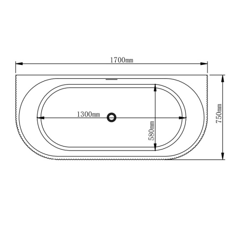 WANNA PRZYŚCIENNA RYFLOWANA CARLO2 517D2 BIAŁA PRZELEW CHROM 170x75 CM