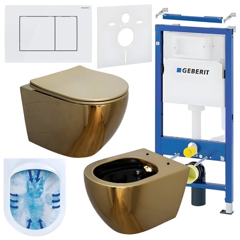 ZESTAW PODTYNKOWY WC STELAŻ GEBERIT DUOFIX MISKA MIZU-GL-BL-RIM-03 PRZYCISK DELTA 30 BIAŁY