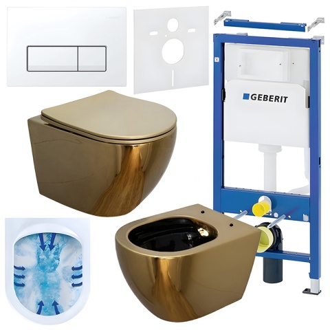 ZESTAW PODTYNKOWY WC STELAŻ GEBERIT DUOFIX MISKA MIZU-GL-BL-RIM-03 PRZYCISK DELTA 50 BIAŁY