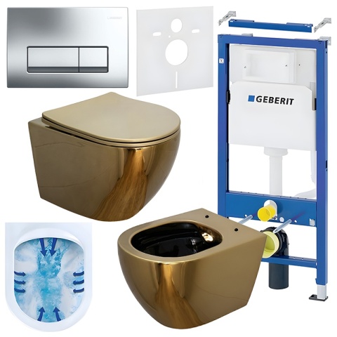 ZESTAW PODTYNKOWY WC STELAŻ GEBERIT DUOFIX MISKA MIZU-GL-BL-RIM-03 PRZYCISK DELTA 50 CHROM