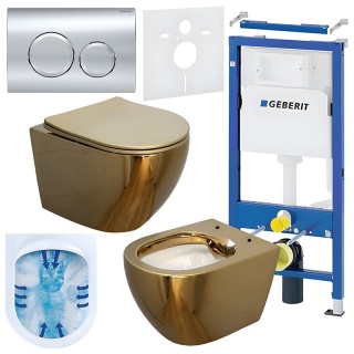 ZESTAW PODTYNKOWY WC STELAŻ GEBERIT DUOFIX MISKA MIZU-GL-WH-RIM-03 PRZYCISK DELTA 20 CHROM