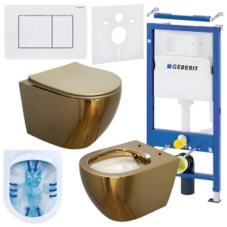 ZESTAW PODTYNKOWY WC STELAŻ GEBERIT DUOFIX MISKA MIZU-GL-WH-RIM-03 PRZYCISK DELTA 30 BIAŁY