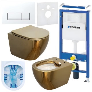 ZESTAW PODTYNKOWY WC STELAŻ GEBERIT DUOFIX MISKA MIZU-GL-WH-RIM-03 PRZYCISK DELTA 50 BIAŁY