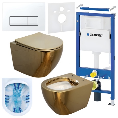 ZESTAW PODTYNKOWY WC STELAŻ GEBERIT DUOFIX MISKA MIZU-GL-WH-RIM-03 PRZYCISK DELTA 50 BIAŁY