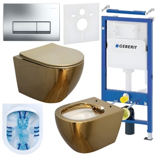 ZESTAW PODTYNKOWY WC STELAŻ GEBERIT DUOFIX MISKA MIZU-GL-WH-RIM-03 PRZYCISK DELTA 50 CHROM